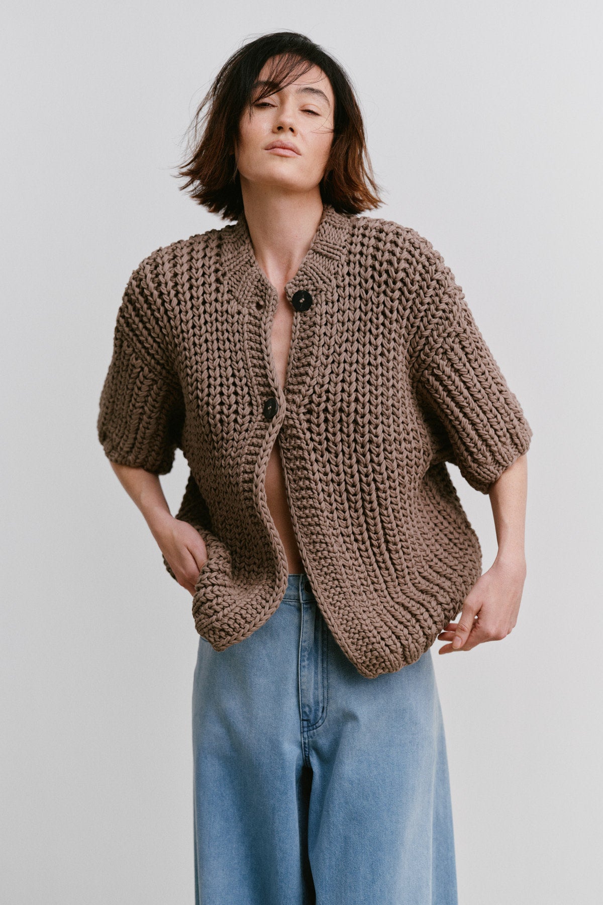Alice - Rope knit cardigan I Walnut
