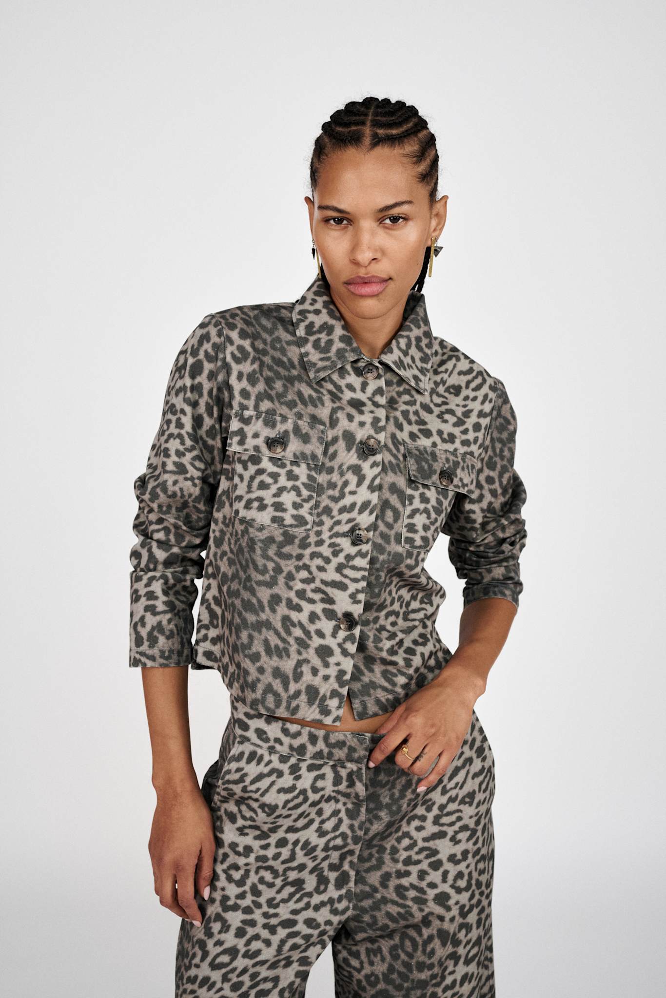 Leopard print short jacket - Aleksandra I Snow leopard