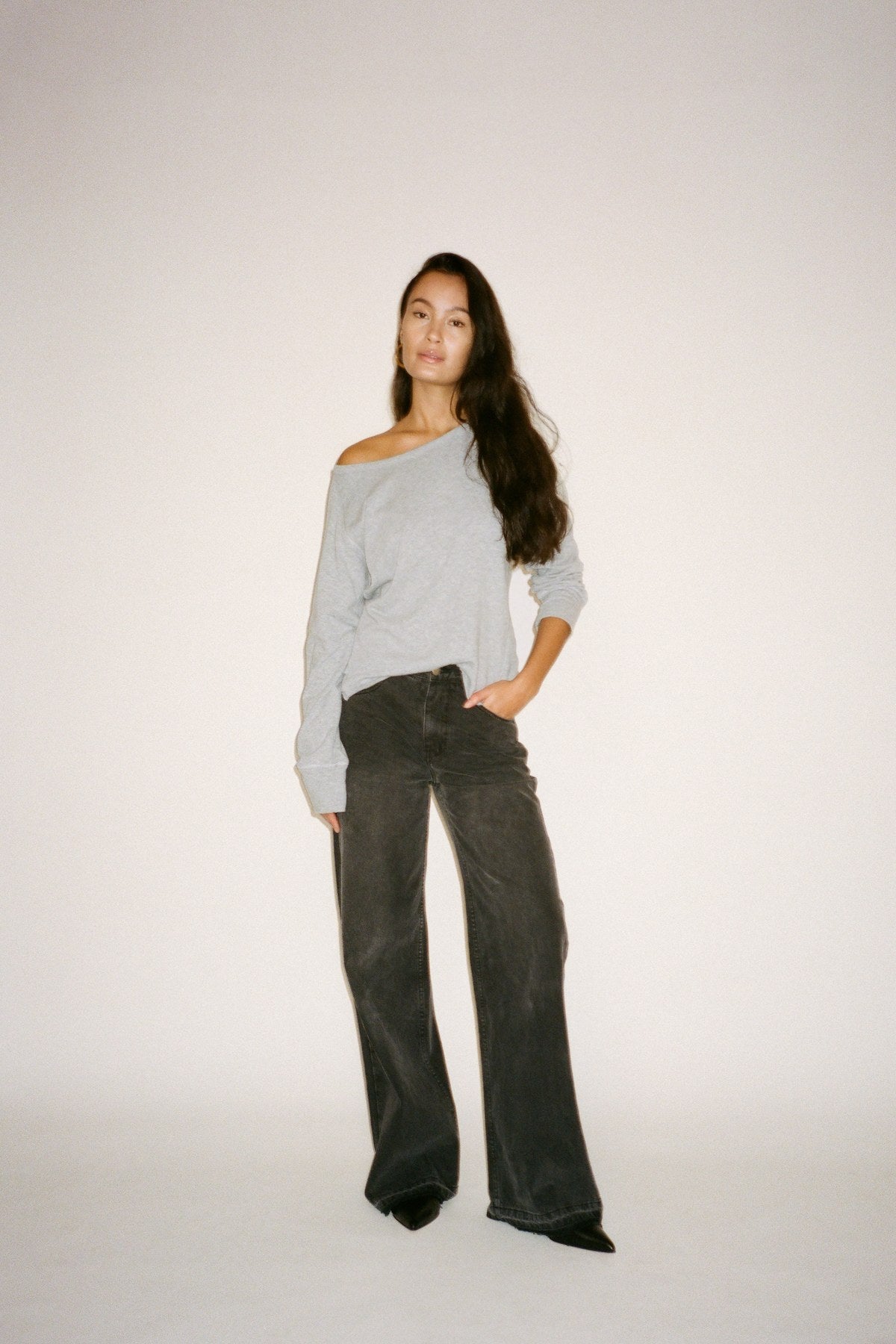 Light stretch long sleeve top - Nemi I Workwear blue melange