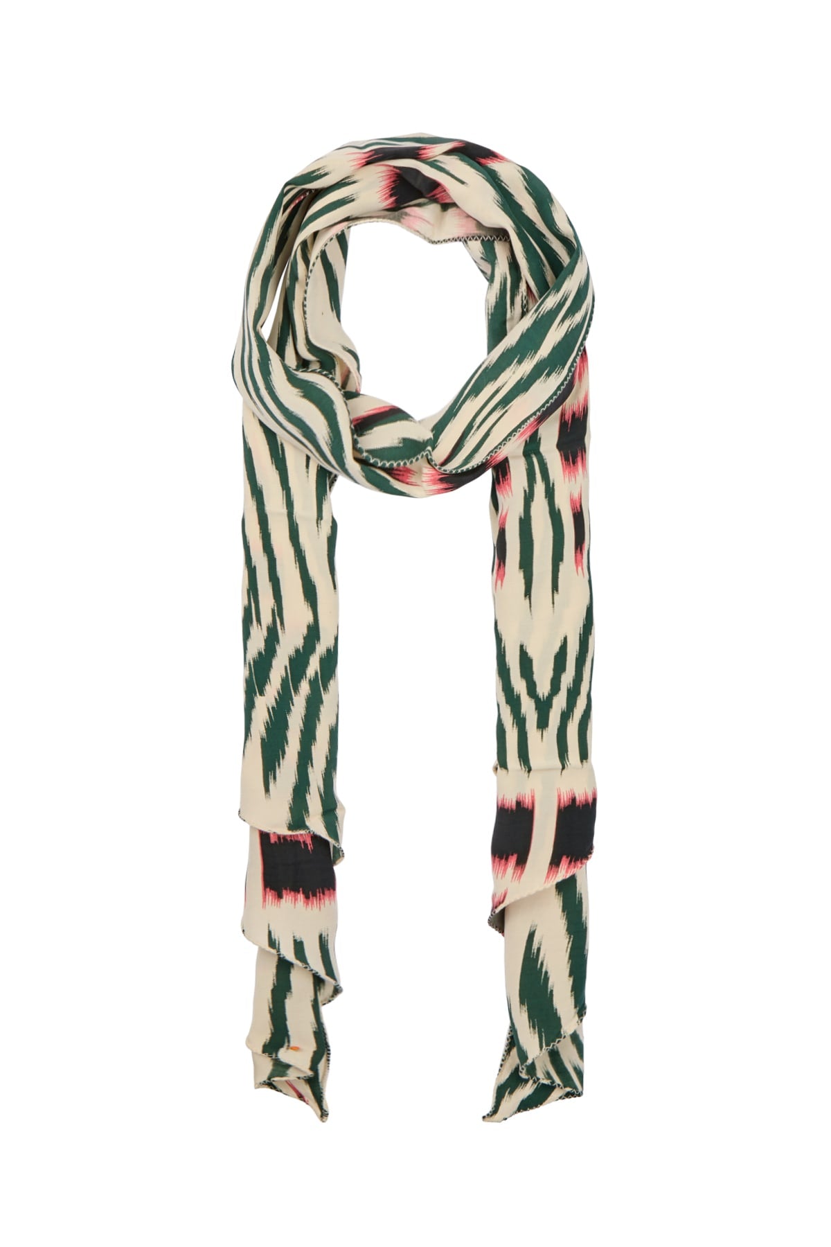 Tatiana - Ikat tie scarf I Forest pink sand