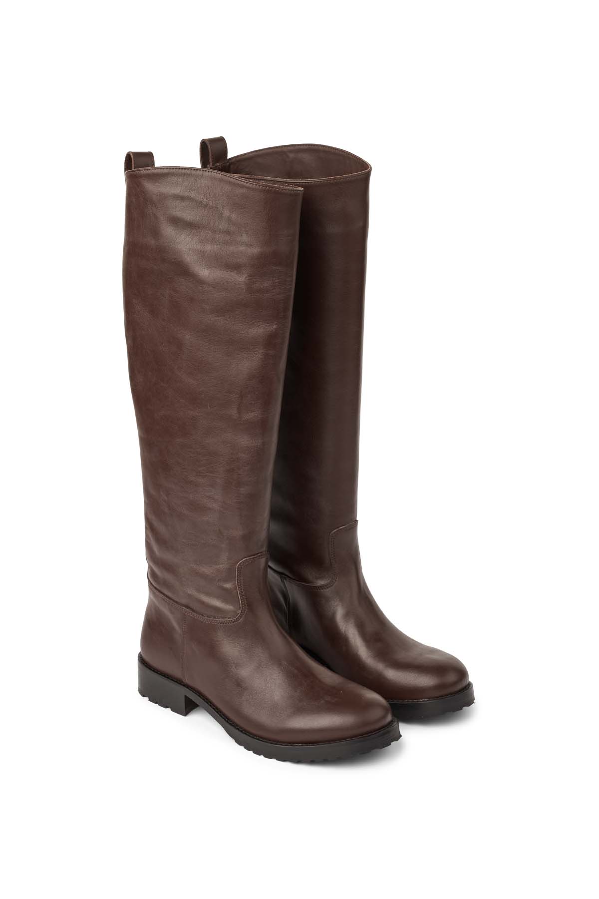 Marit - Leather riding boot I Dark Chocolate