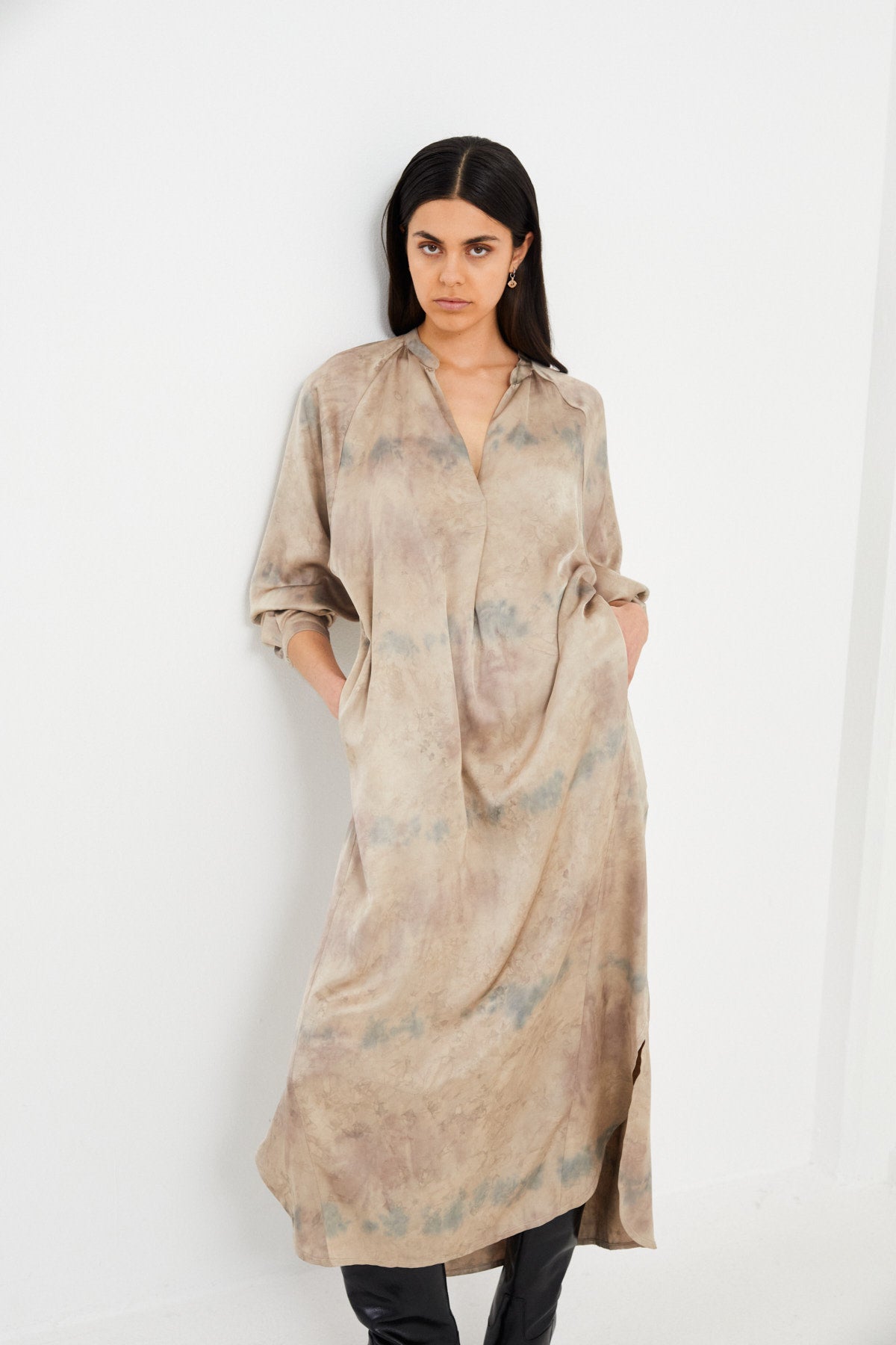 Mixture shirt dress - Houda I Silver combo
