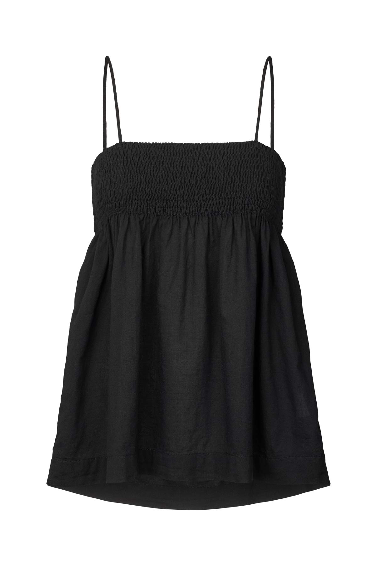 Cotton smock string top - Dot I Black