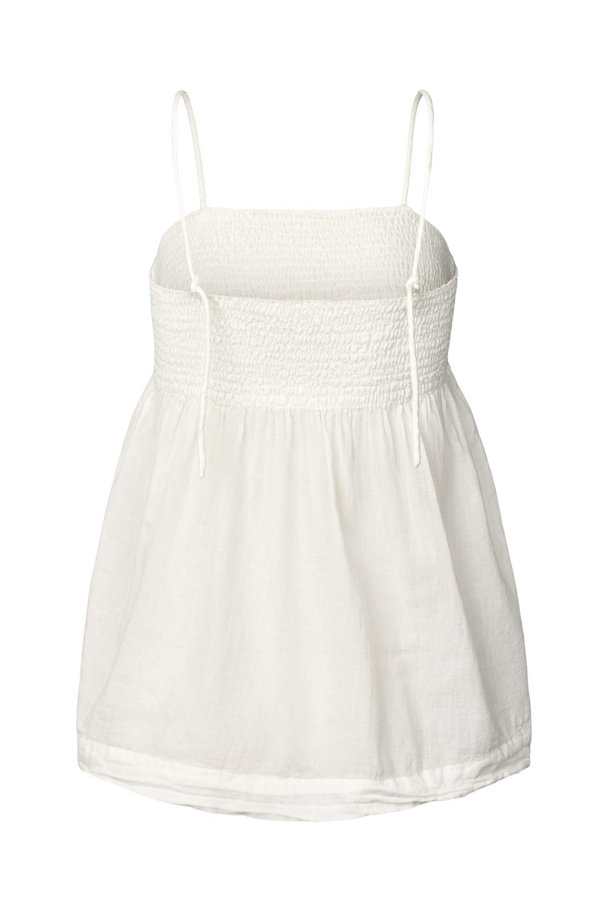 Cotton smock string top - Dot I White