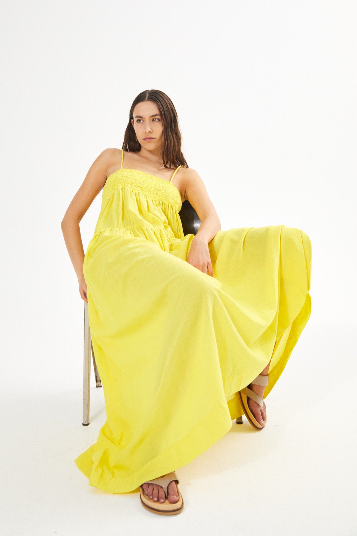 Cotton smock tier dress - Dodo I Black