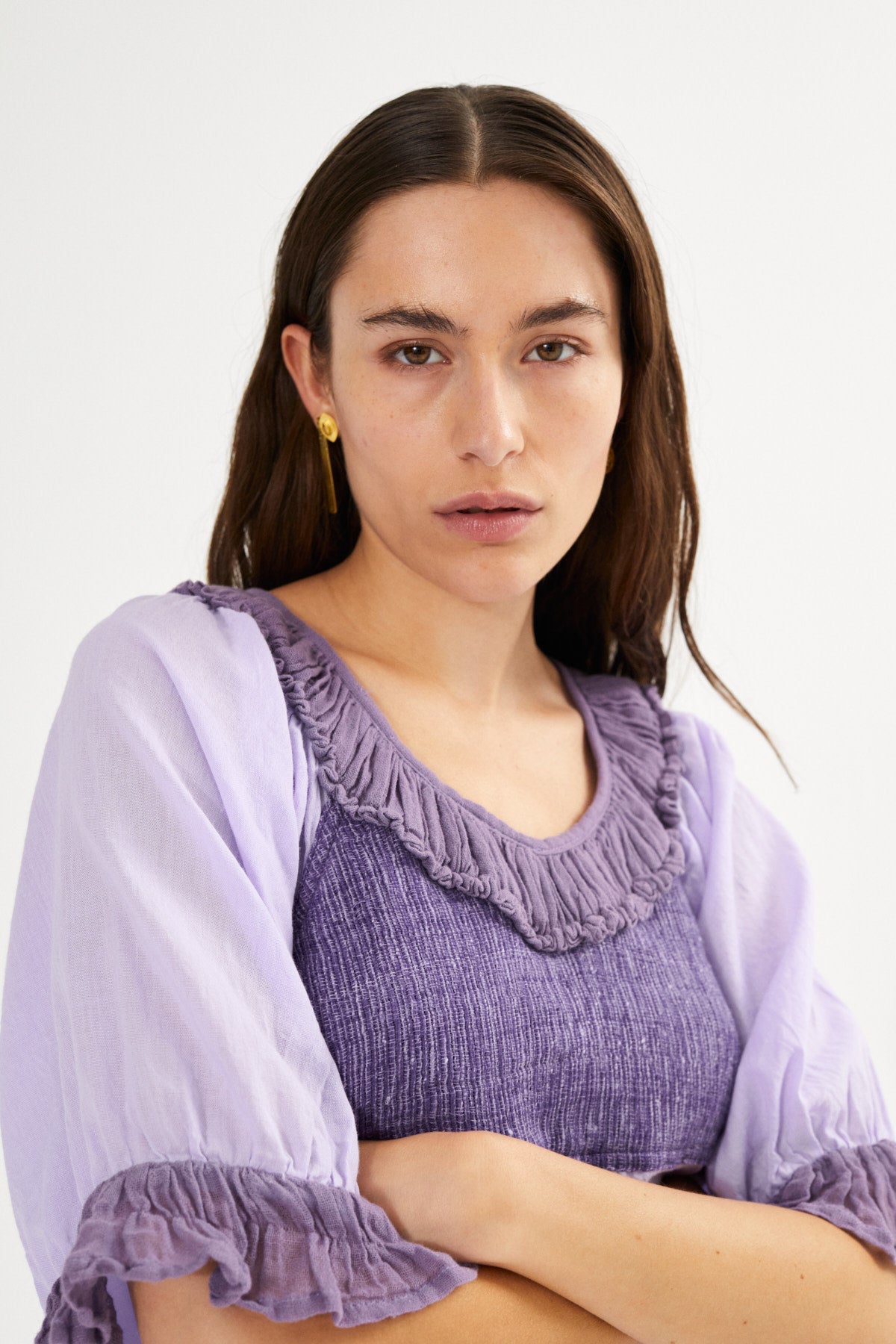 Cotton short angel dress - Dortia I Caramel