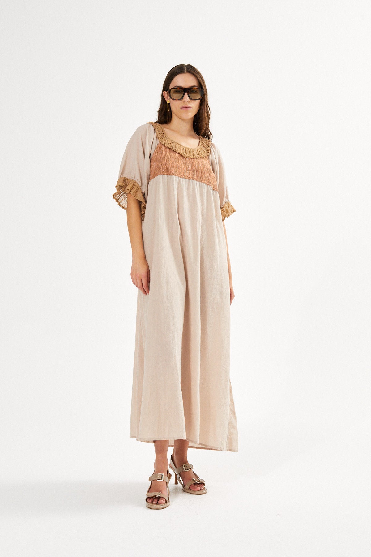 Cotton long angel dress - Dorothea I Black