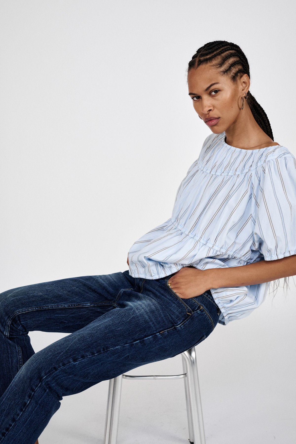 Fine - Denim cropped pants I Dark washed indigo