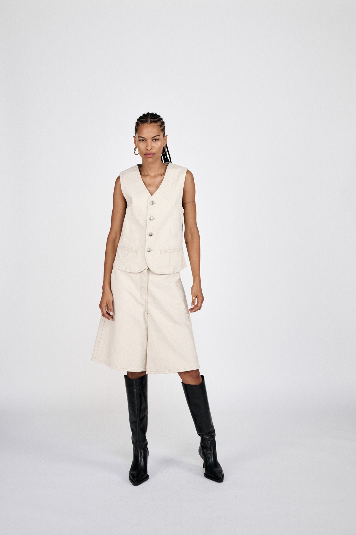 Banu - Denim ecru vest I Ecru