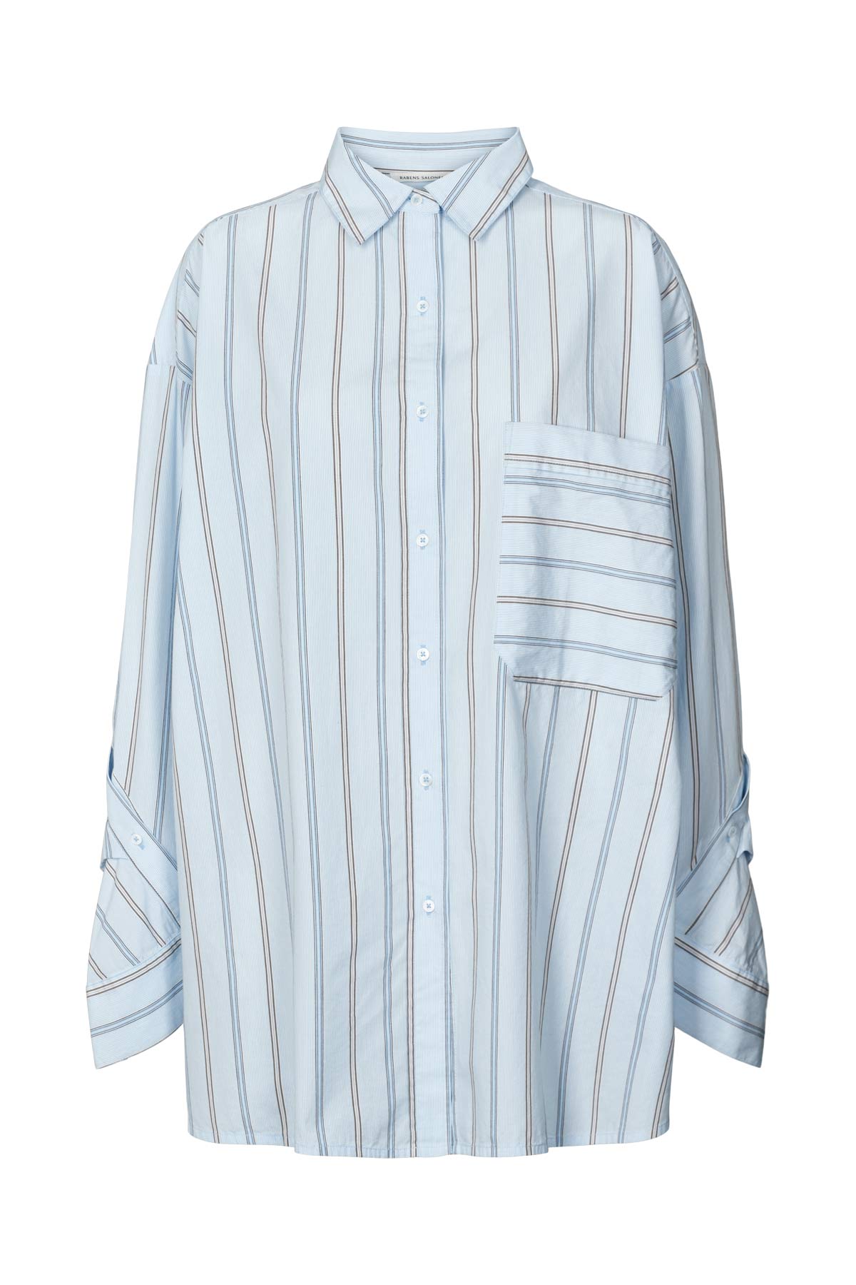 Bobbies - Reverse stripe oversized shirt I Blue pyjama stripe