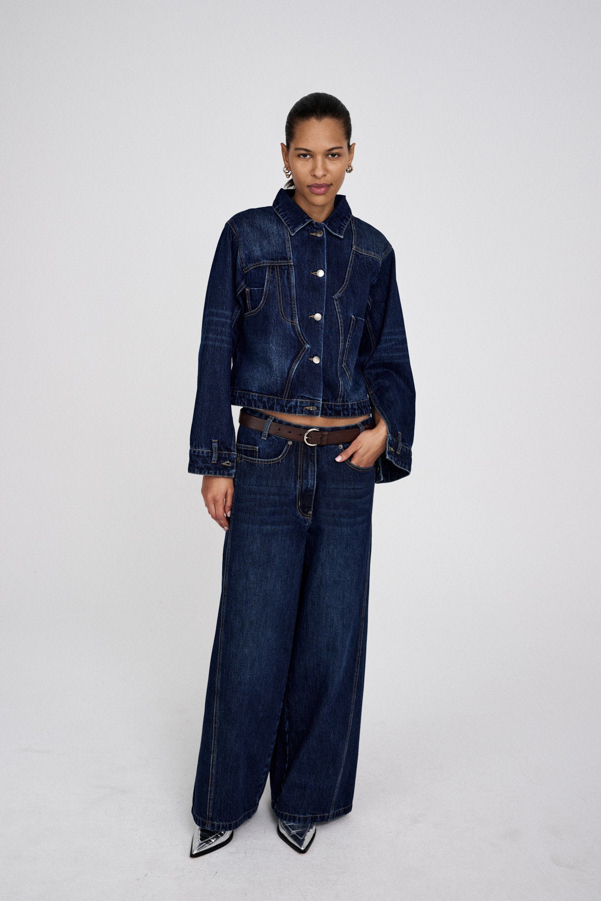 Gerly - Leather slim belt I Black