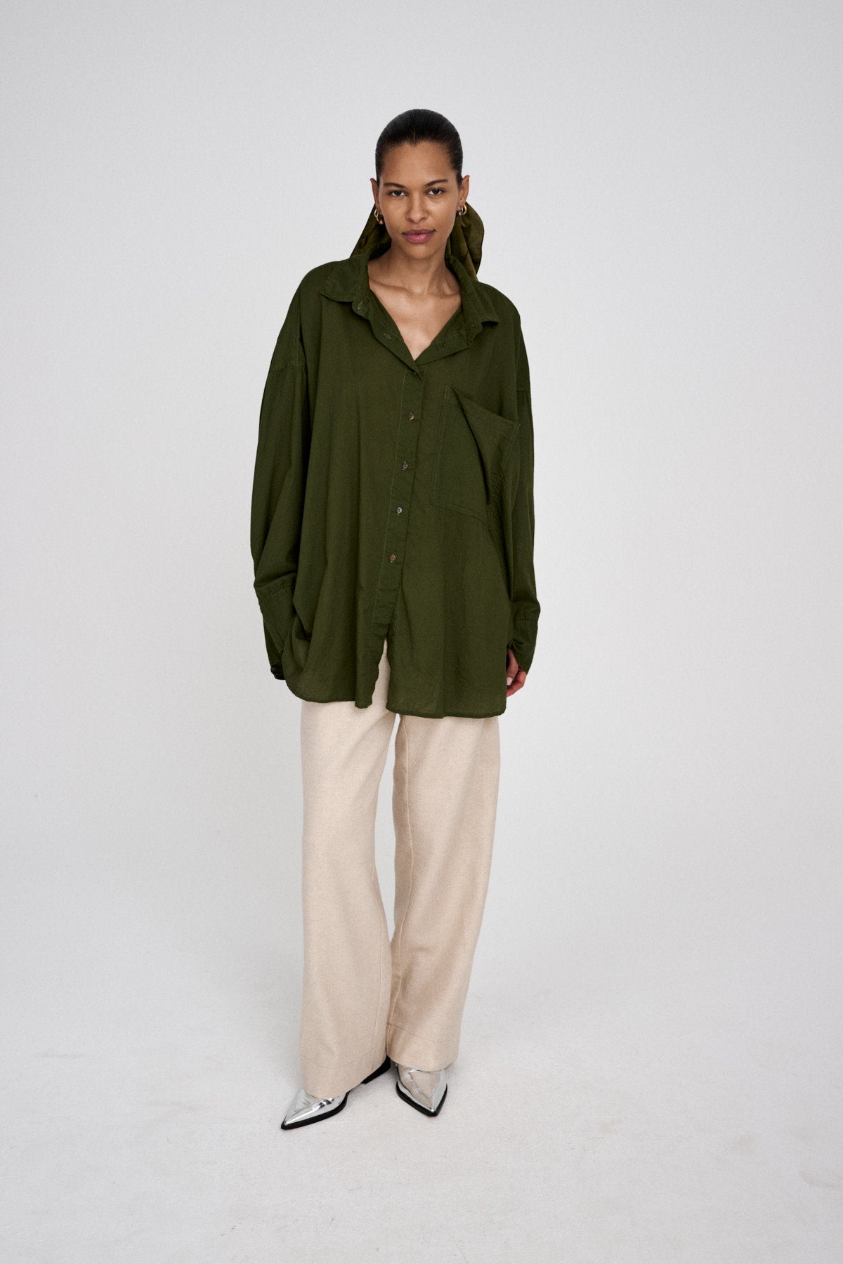 Kesia - Mini herringbone pants I Light sand
