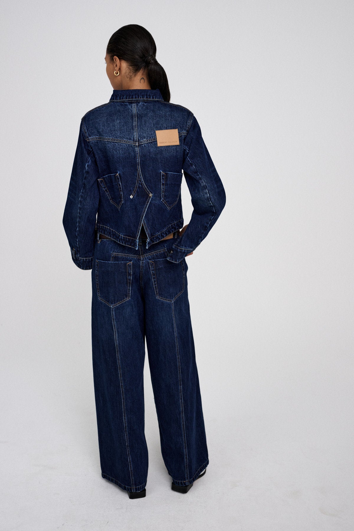 Janny - Patchwork denim jacket I Dark washed indigo