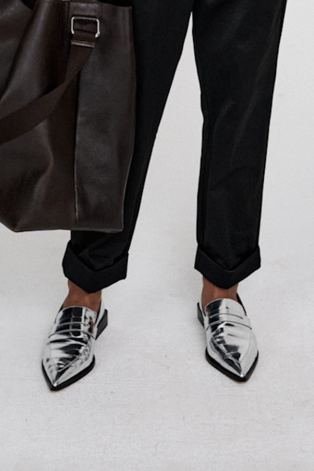 Nolia - Pointy loafer shoe I Metallic silver