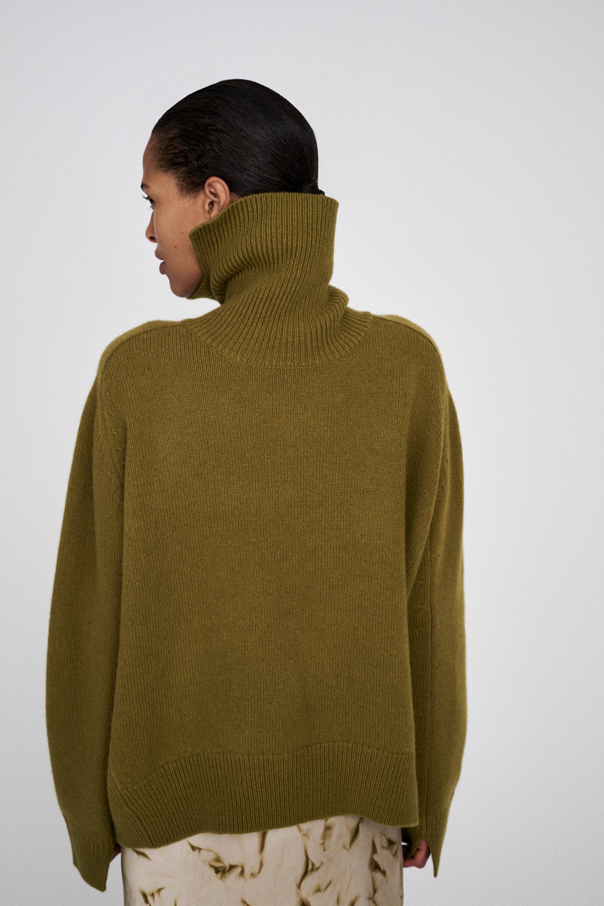 Celly - Pure wool roll neck sweater I Fern green