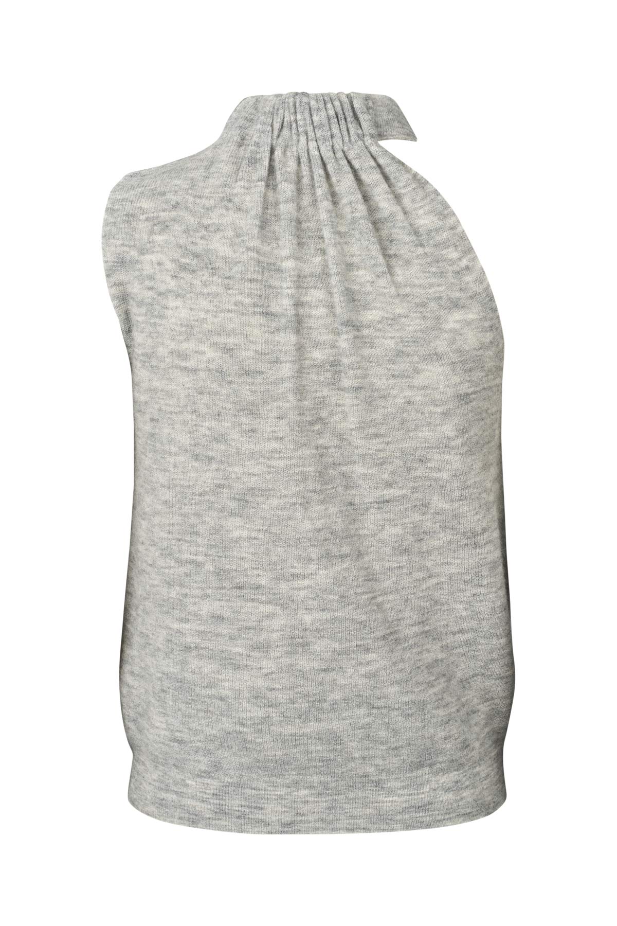 Celina - Waffled knit one shoulder top I Grey melange
