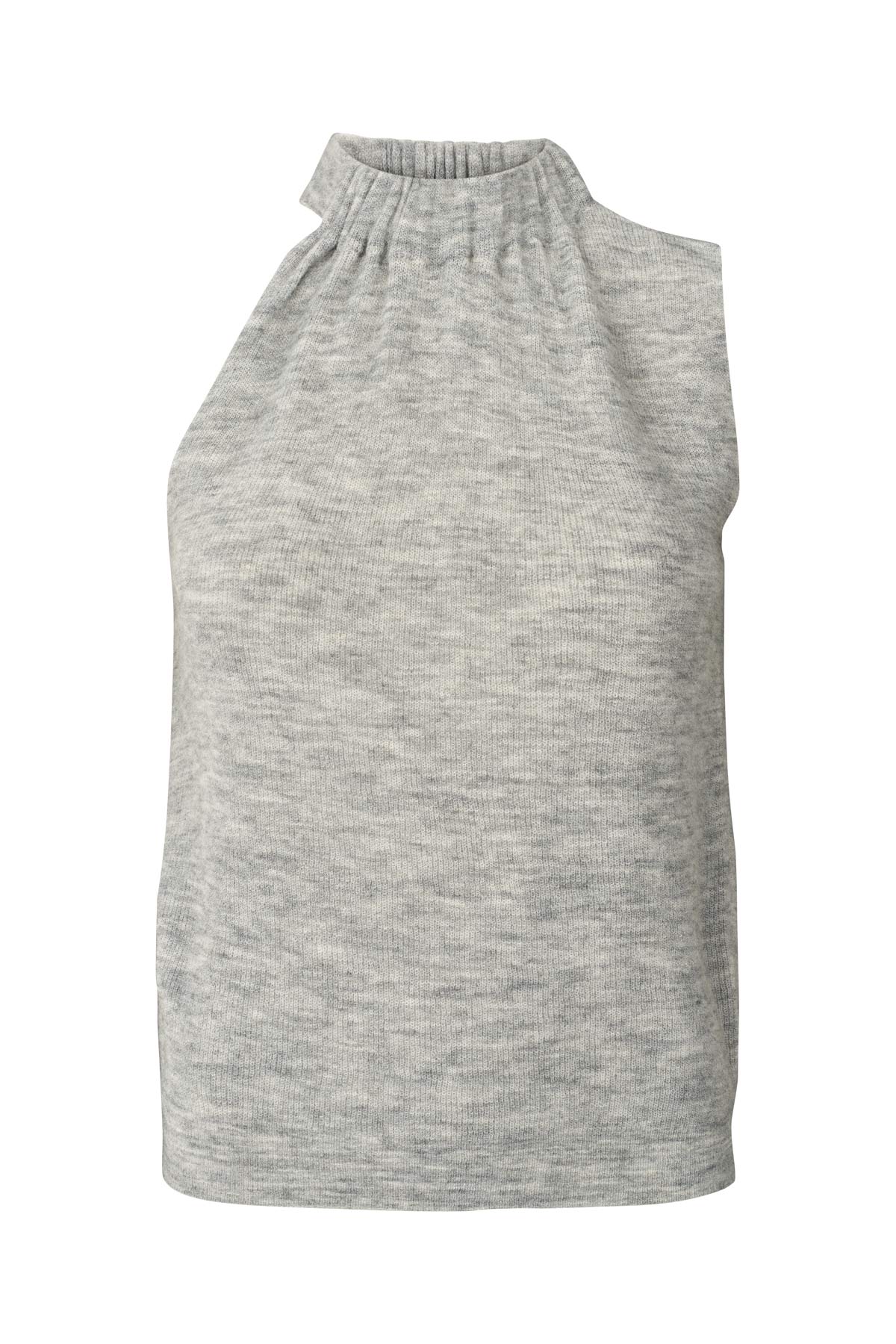 Celina - Waffled knit one shoulder top I Grey melange