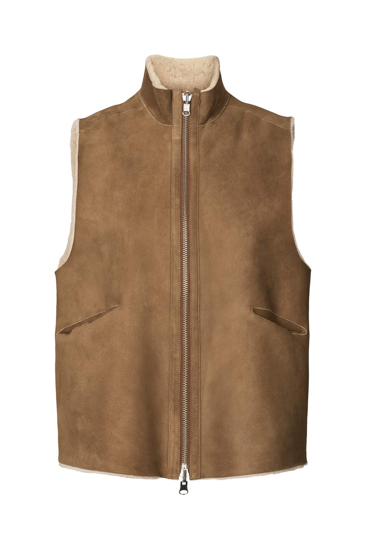 Channe - Shearling vest I Dark brown natural combo