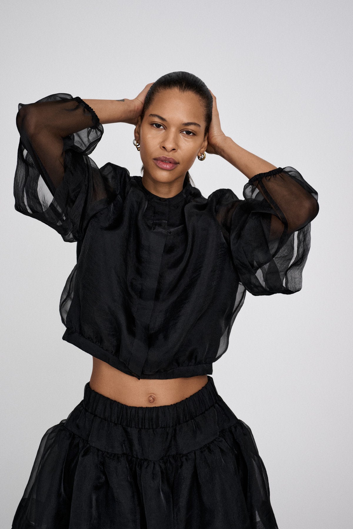 Everlyn - Organza layer shirt jacket I Black