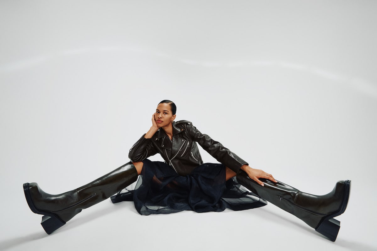 Davine - Leather biker jacket I Coffee