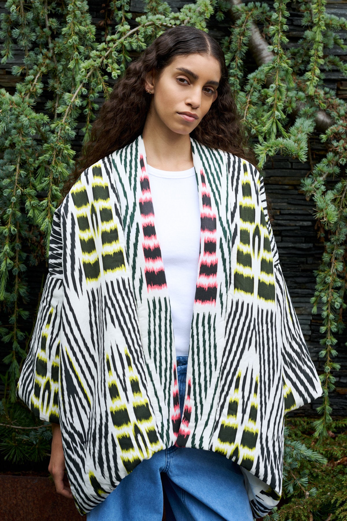 Abba - Ikat combo padded kimono I Forest pink sand & citrus combo