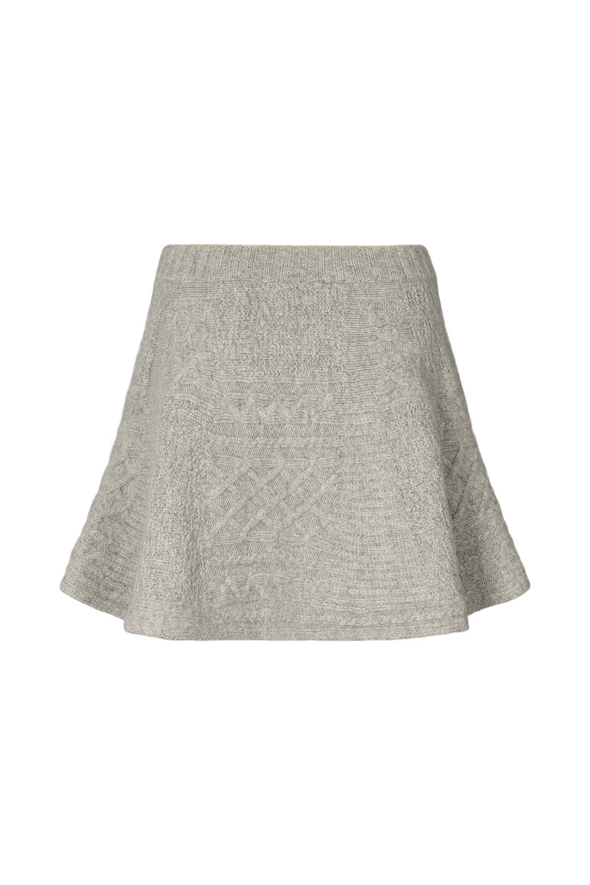 Joleen - Patchwork knit skirt I Light grey melange