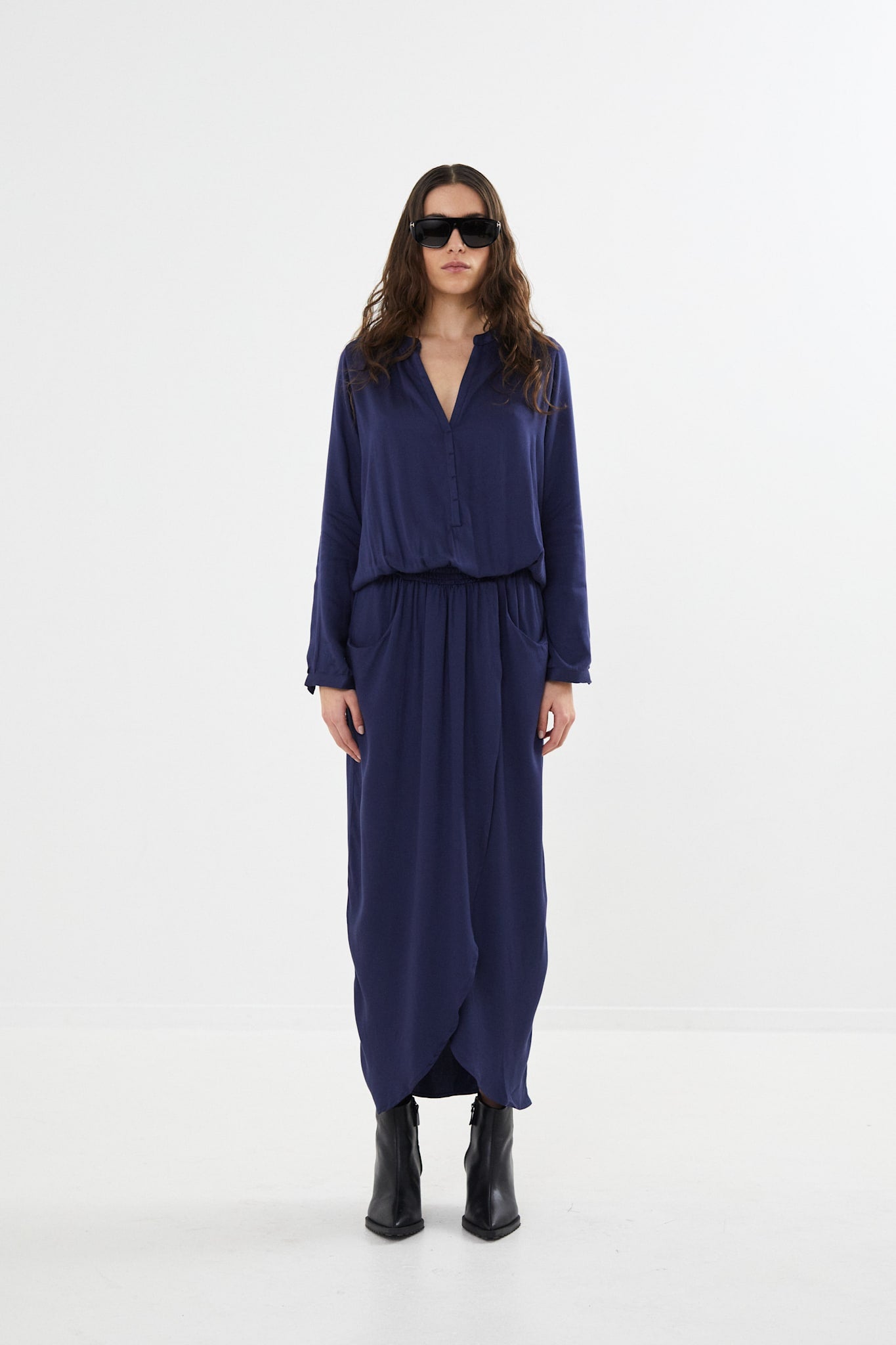Wrap over dress - Vera I Navy Blue