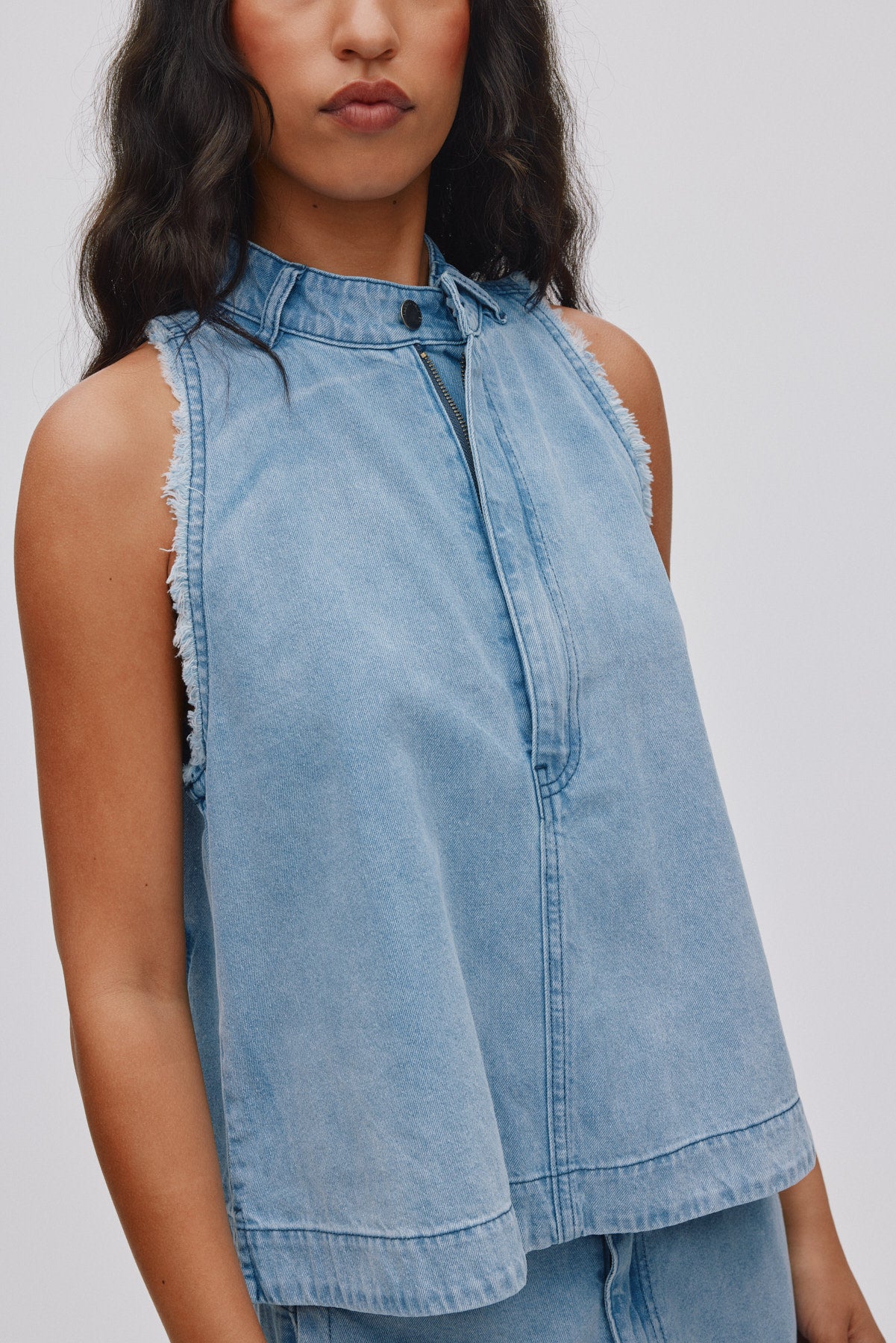 Faya - Light denim halter top I Light washed denim
