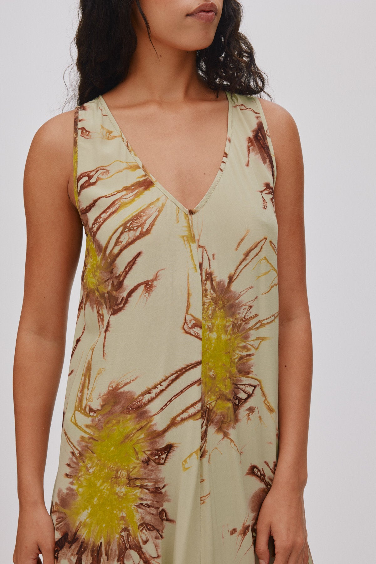 Alpa - Sea urchin long dress I Chartreuse combo