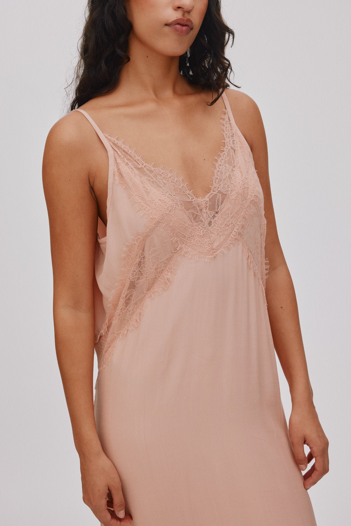 Lilou - Sheer lace panelled dress I Blush