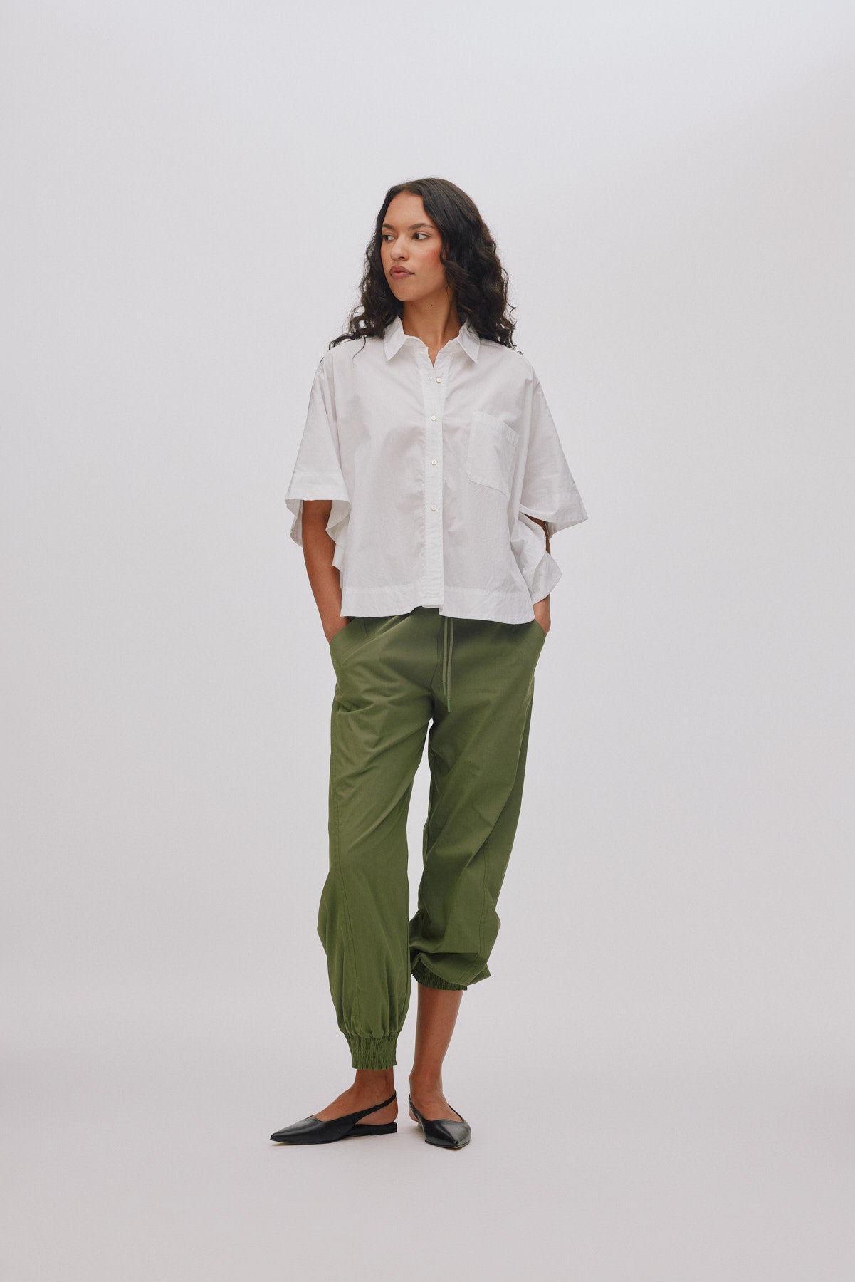 Berte - Poplin curved hem shirt I Soft rose