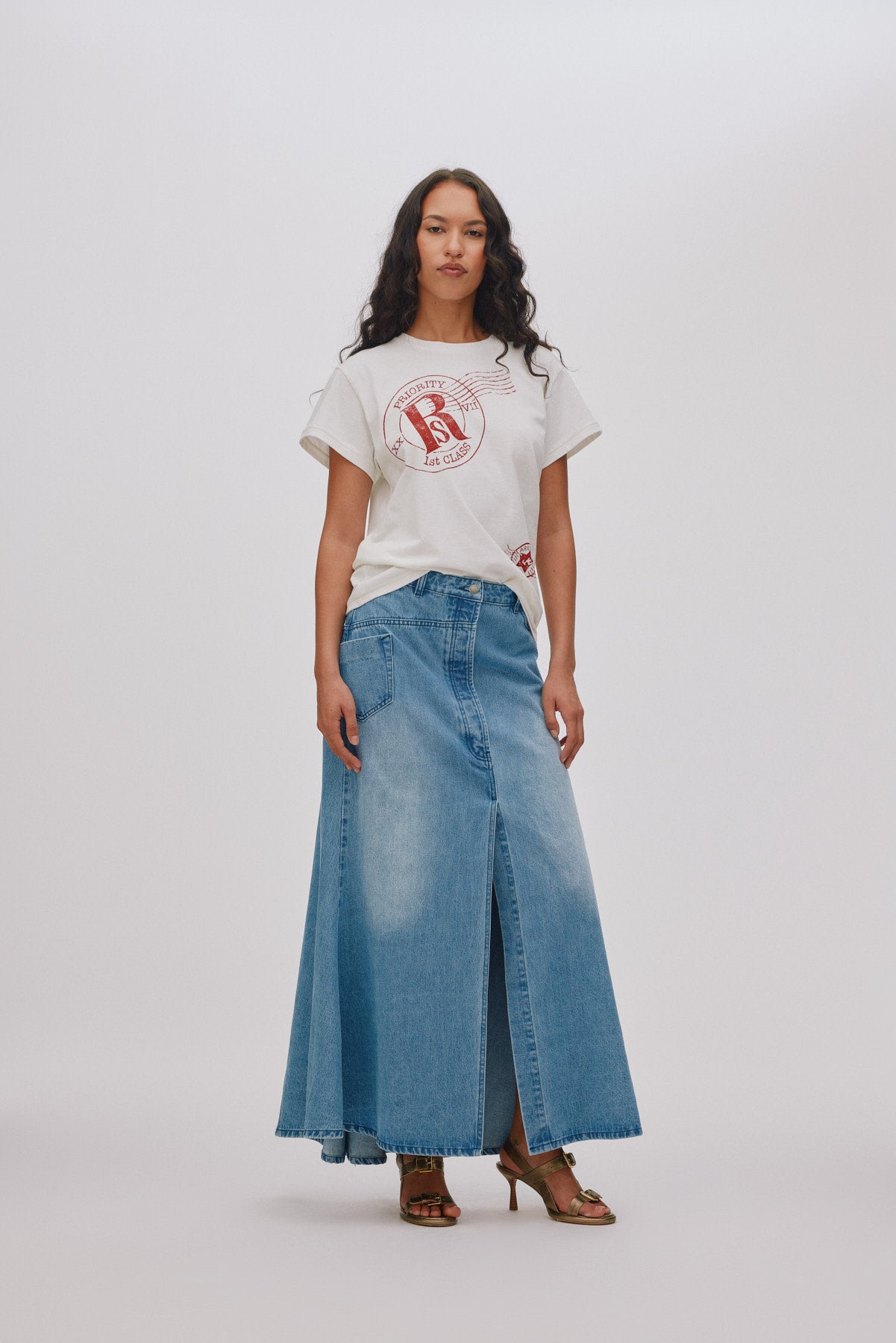 Emmali - Denim long skirt I Light washed denim