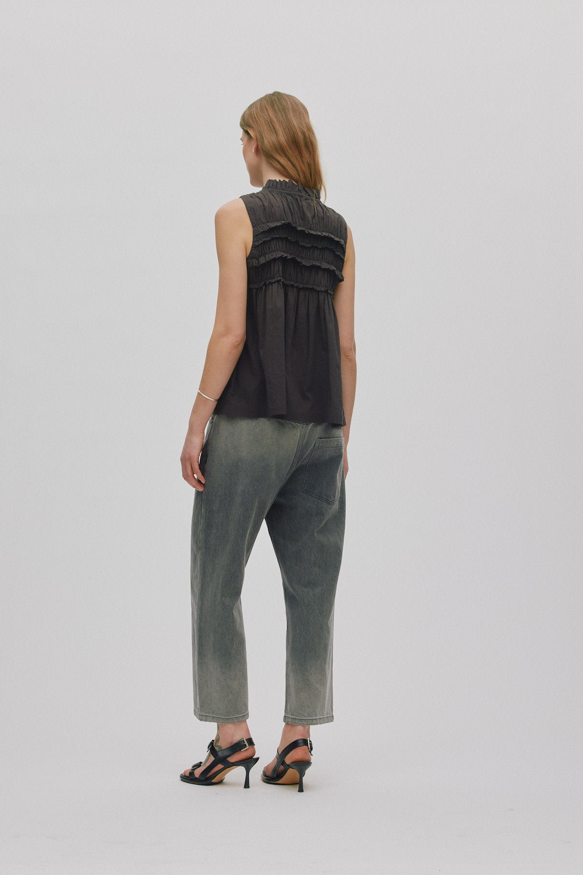 Pia - Voile frill halter top I Liquorice