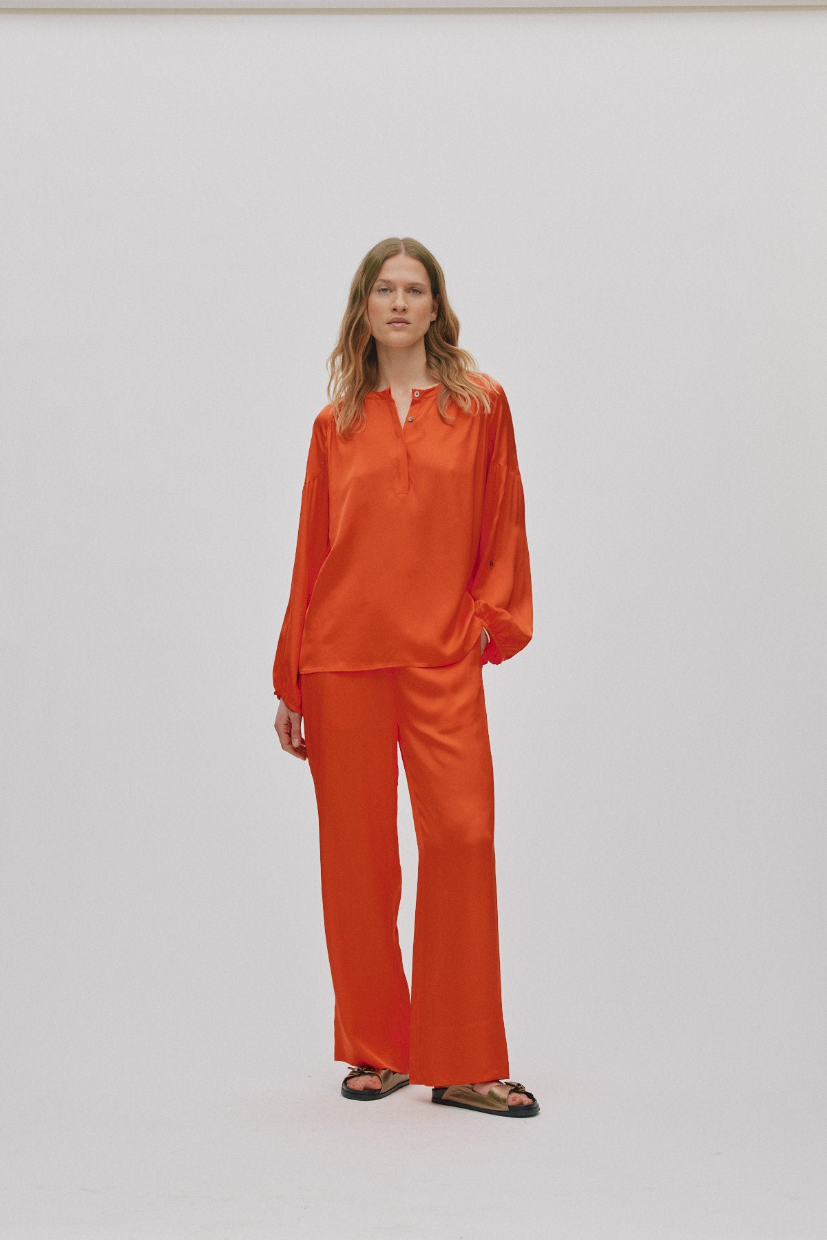 Lissy - Contrast lace shirt I Deep mandarin