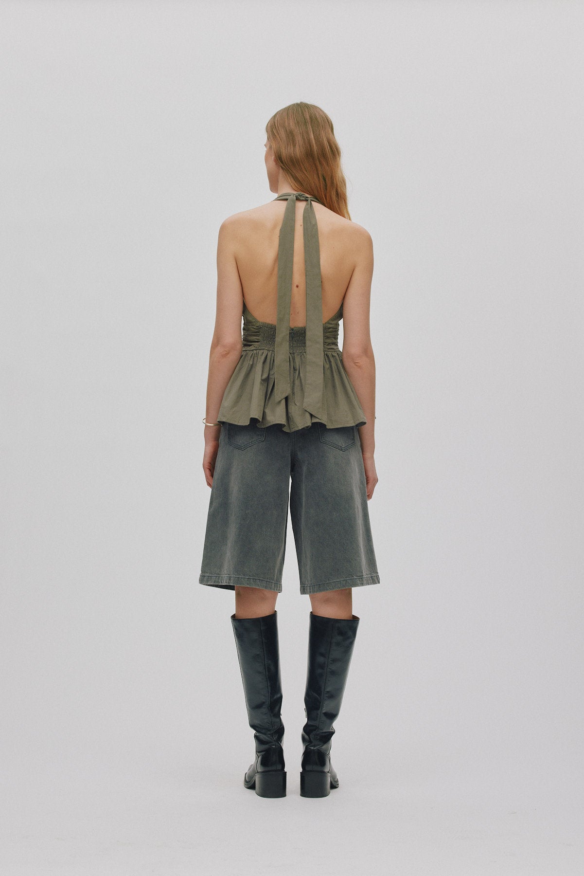 Izma - Poplin halter top I Asphalt