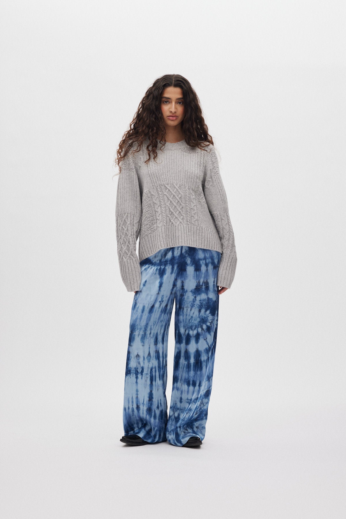 Briana - Lava pleat wide pants I Blue combo