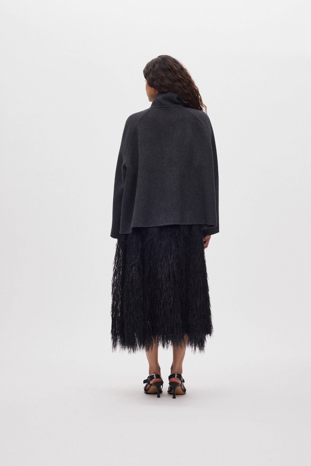 Hillevi - Double felt wool jacket I Dark grey melange