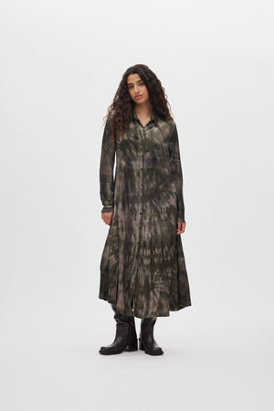 Vija - Lava button dress I Grey green combo