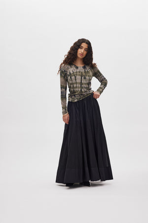 Dema - Poplin full layered skirt I Black