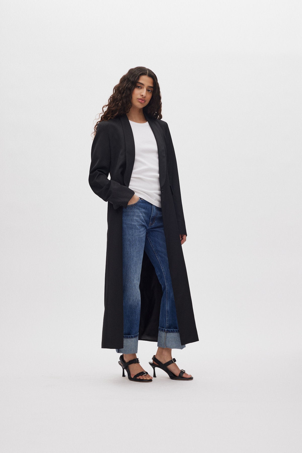 Talma - Smooth tailoring long jacket I Black