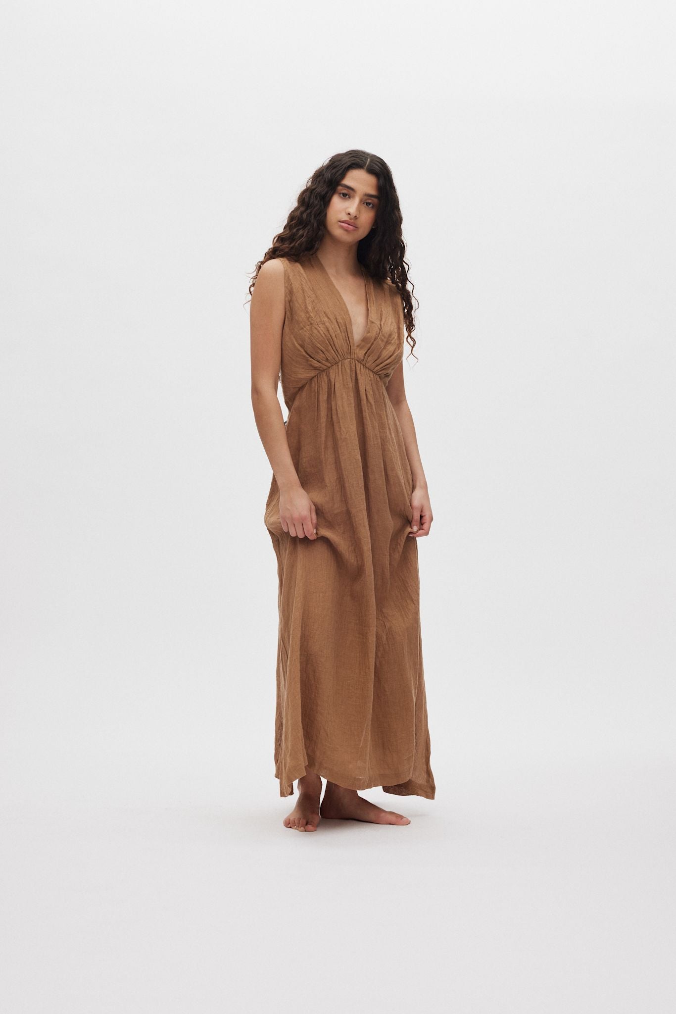 Kimber - Crinkled dress I Walnut