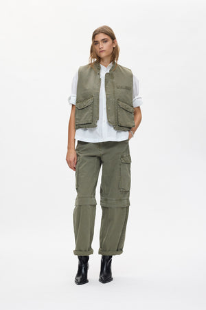 Beena - Canvas vest I Washed sage