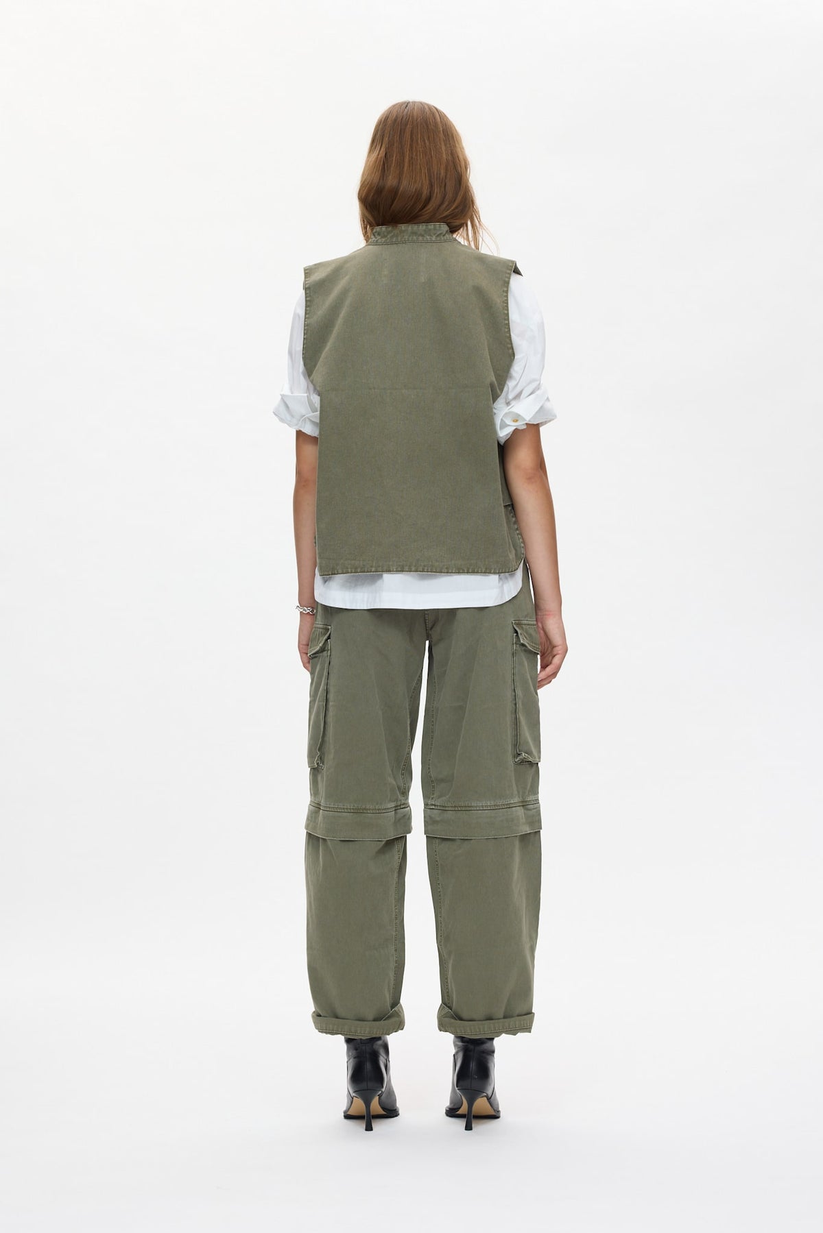 Beena - Canvas vest I Washed sage