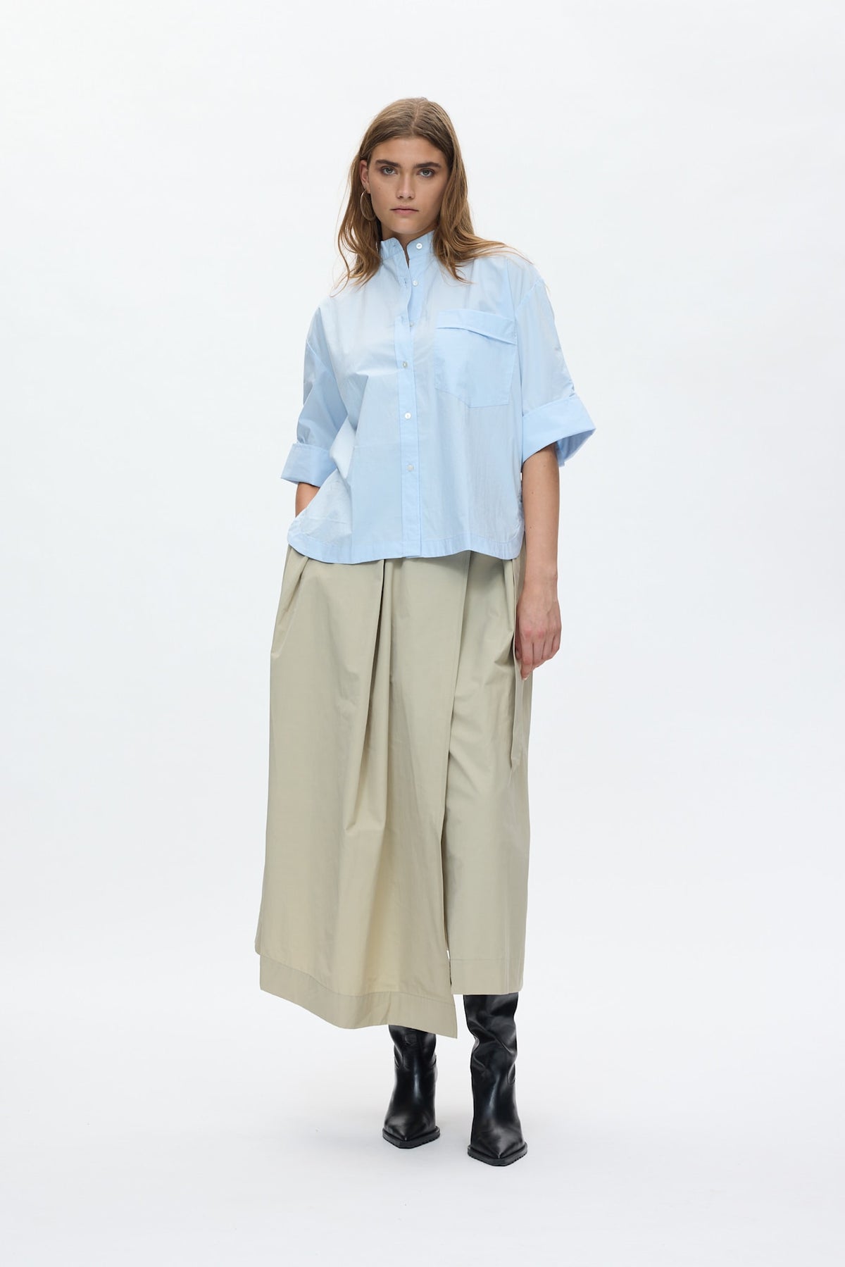 Seval - Poplin boxy shirt I Light blue