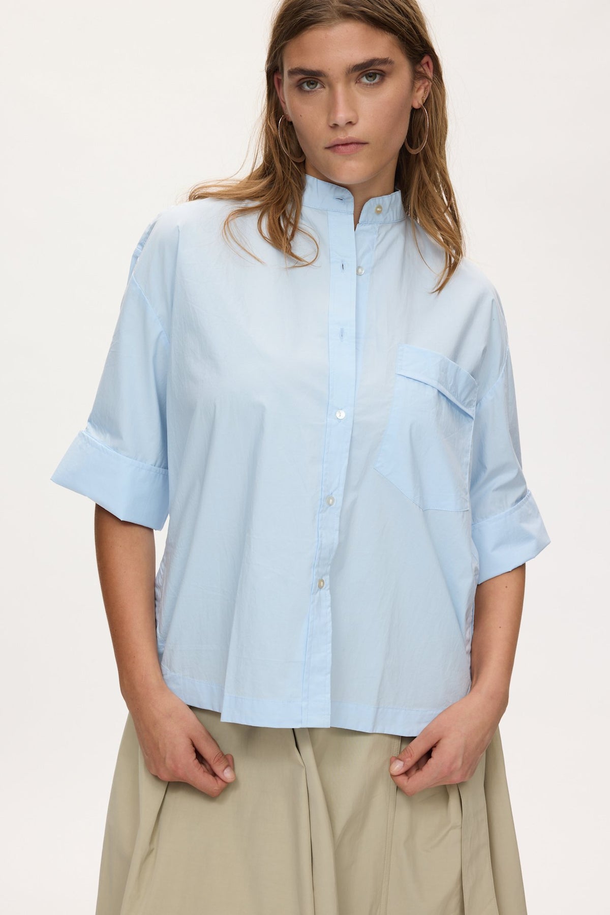 Seval - Poplin boxy shirt I Light blue