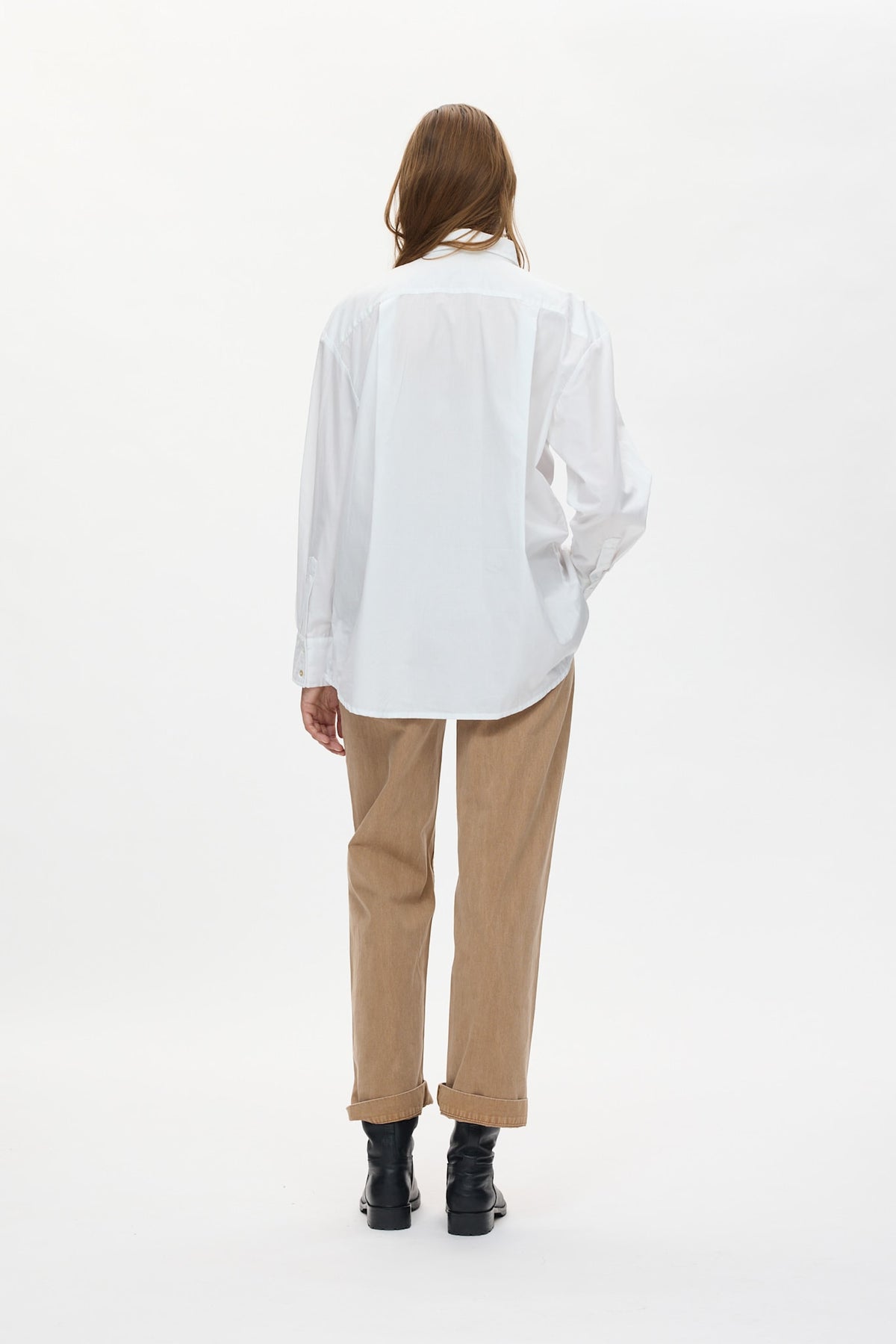 Dim - Poplin front frill shirt I White