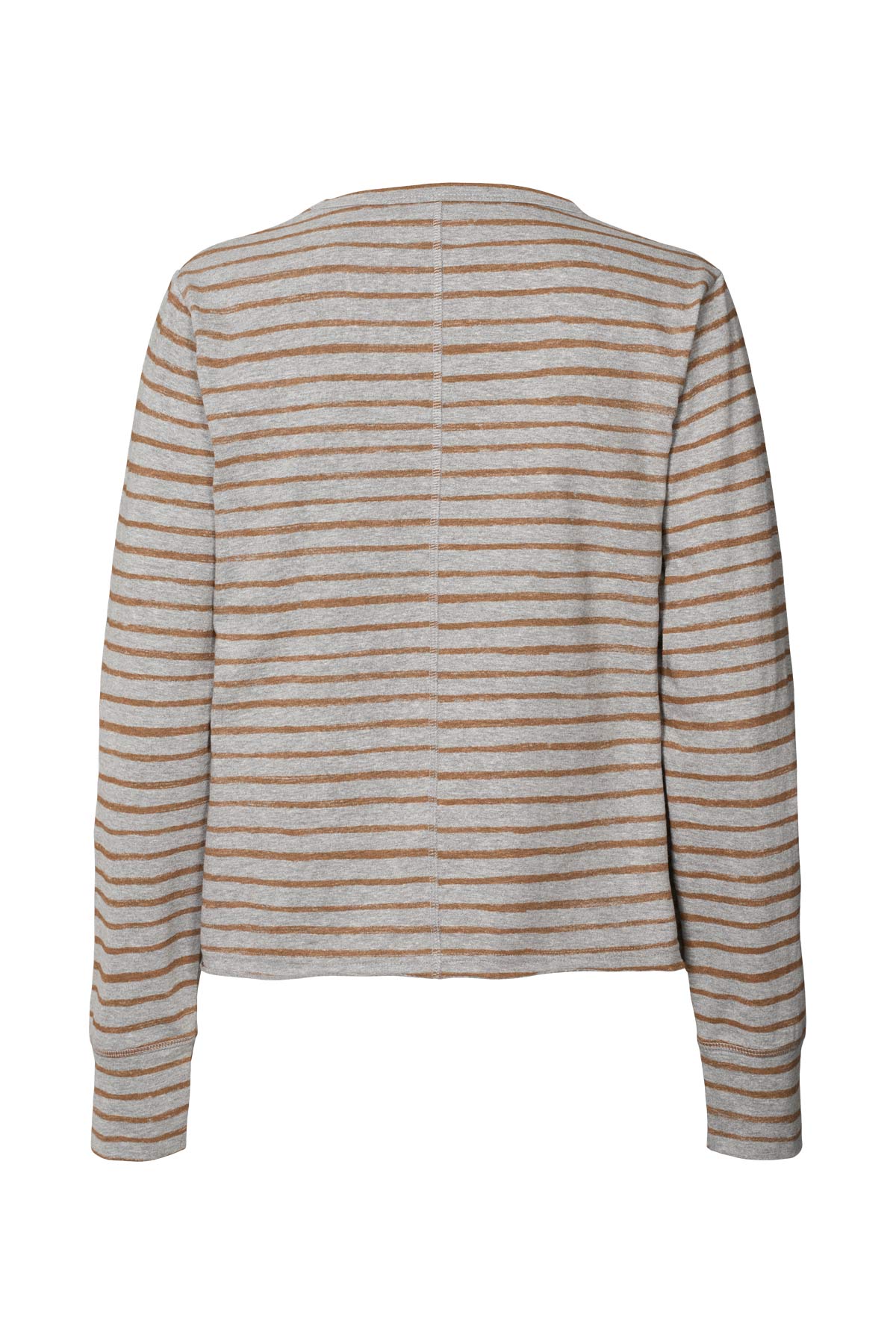 Light stretch crew neck top - Hila I Grey honey stripe