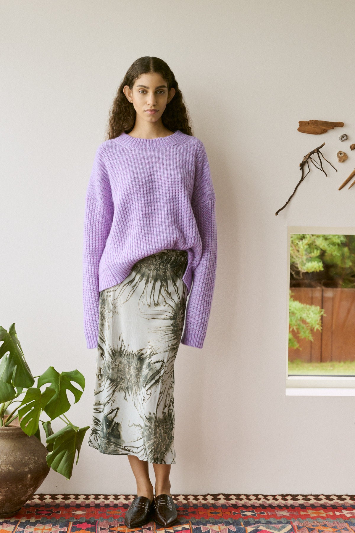 Hifa - Open knit cosy sweater I Lavender