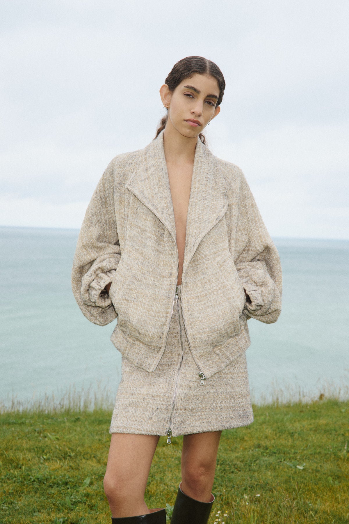 Hareem - Boucle check jacket I Powder check