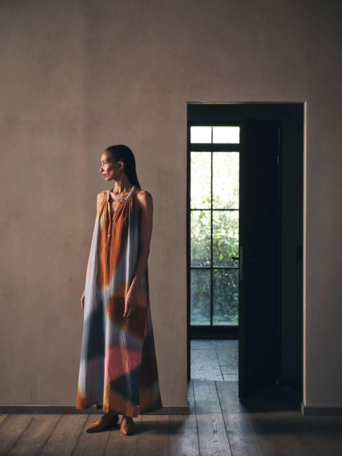 Malaia - Water colour button front dress I Sunset combo